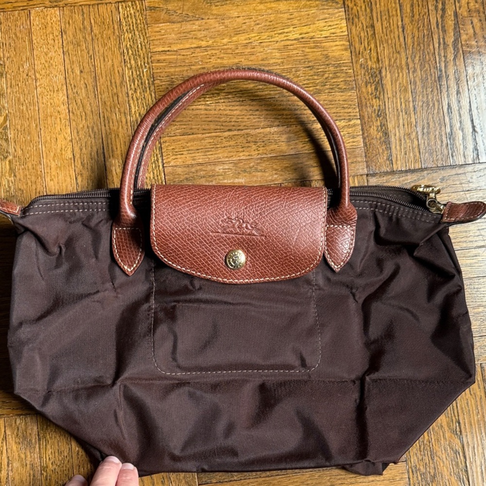 Longchamp Brown Leather Handle Tote Bag